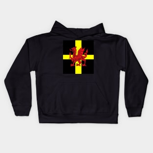 St Davids Cross And Welsh Dragon Rugby Design Kids Hoodie